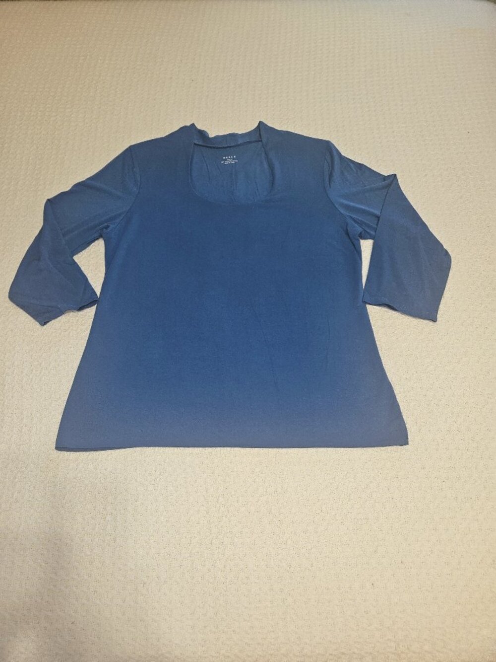 Teal scoop-neck 3/4 sleeve by Grace, XL